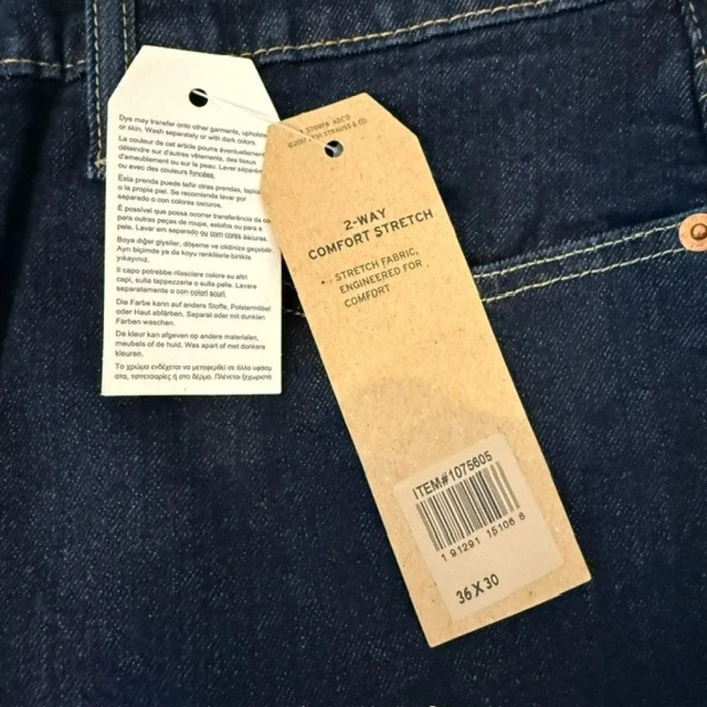 NWT Levi's 514 Straight Fit Jeans 2-Way Comfort Stretch Dark Wash 36x30